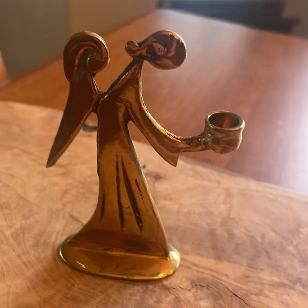 Vintage Abbey Press Brass Angel Candle Holder